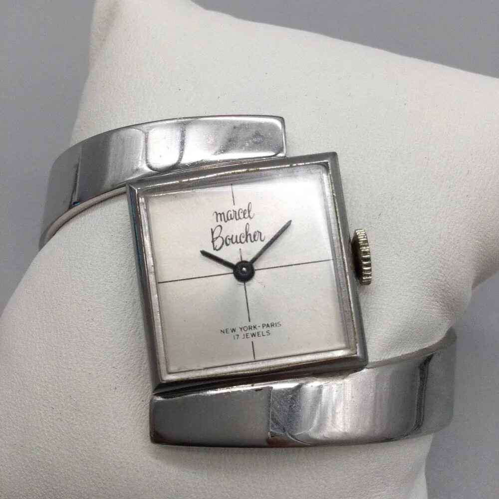 Vintage Marcel Boucher Womens Watch 22mm Silver Tone Bangle Manual Wind 6.5